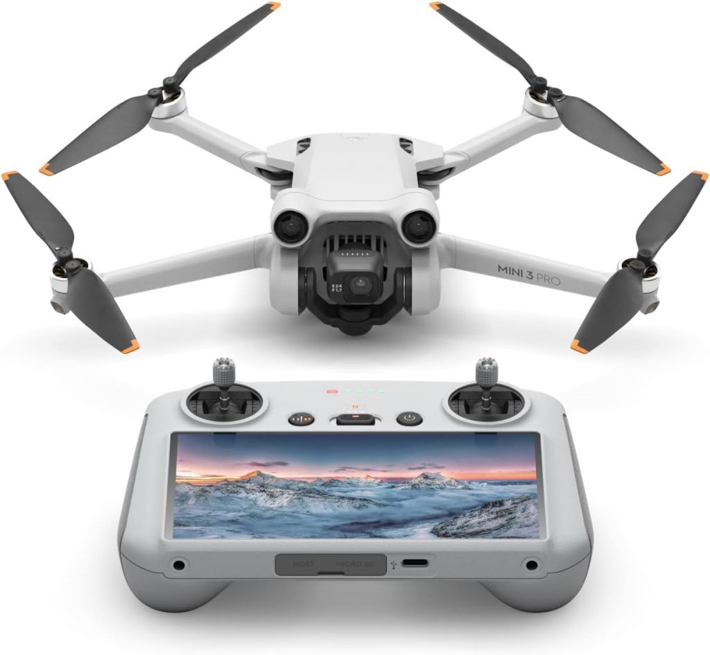 DJI Mini 3 Pro with DJI Smart Control - Lightweight and Foldable Camera Drone with 4K/60fps Videos, 48MP Photos, 34 Minutes Flight Time, Obstacle Avoidance in 3 Directions