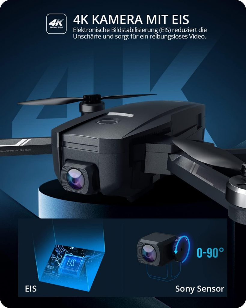 Holy Stone HS720E GPS Drone with 4K IIS UHD Camera, Quadcopter Remote Controlled with 2 Batteries, Long Flight Time, Follow Me, 5G WiFi Transmission, Return Home, Brushless Motor, Anti-Shake Cam for Beginners