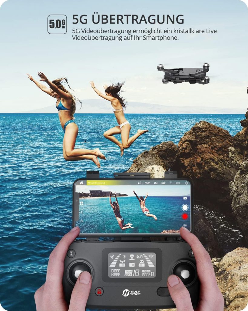 Holy Stone HS720E GPS Drone with 4K IIS UHD Camera, Quadcopter Remote Controlled with 2 Batteries, Long Flight Time, Follow Me, 5G WiFi Transmission, Return Home, Brushless Motor, Anti-Shake Cam for Beginners