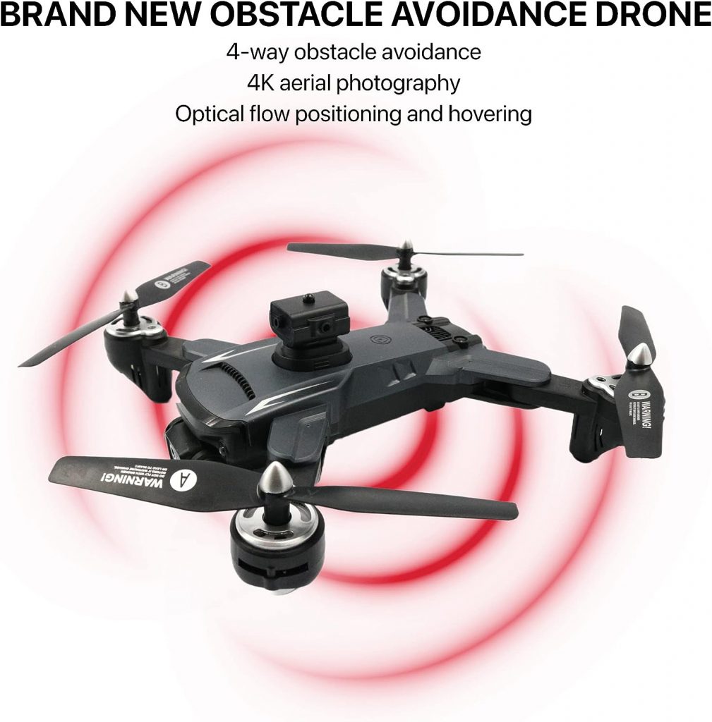 The Bigly Brothers E58 Mark V Extremis 1080P Drone with Camera, Brushless Motors, 360 Degree Obstacle Avoidance, 2 Batteries Included, Ready to Use, Black