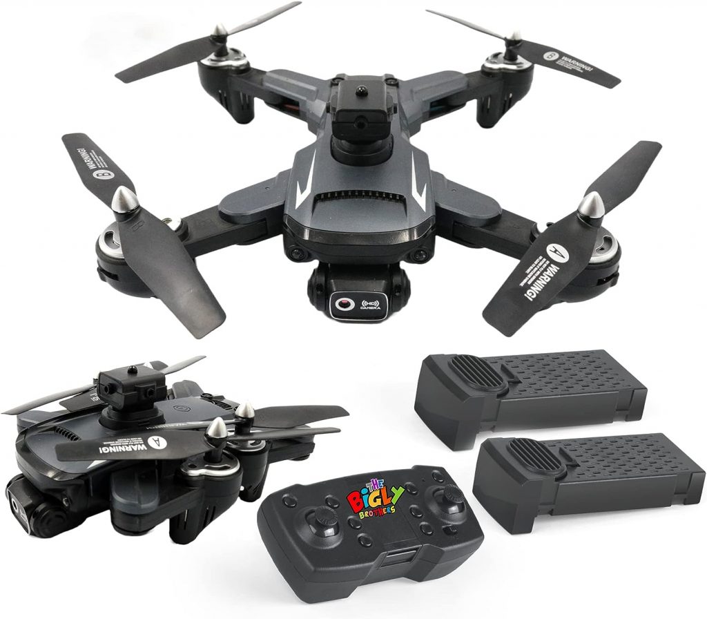 The Bigly Brothers E58 Mark V Extremis 1080P Drone with Camera, Brushless Motors, 360 Degree Obstacle Avoidance, 2 Batteries Included, Ready to Use, Black