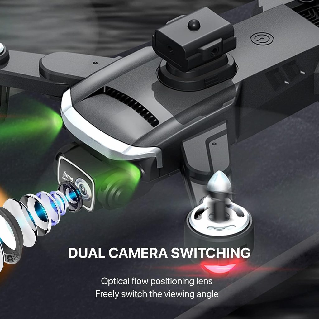 The Bigly Brothers E58 Mark V Extremis 1080P Drone with Camera, Brushless Motors, 360 Degree Obstacle Avoidance, 2 Batteries Included, Ready to Use, Black