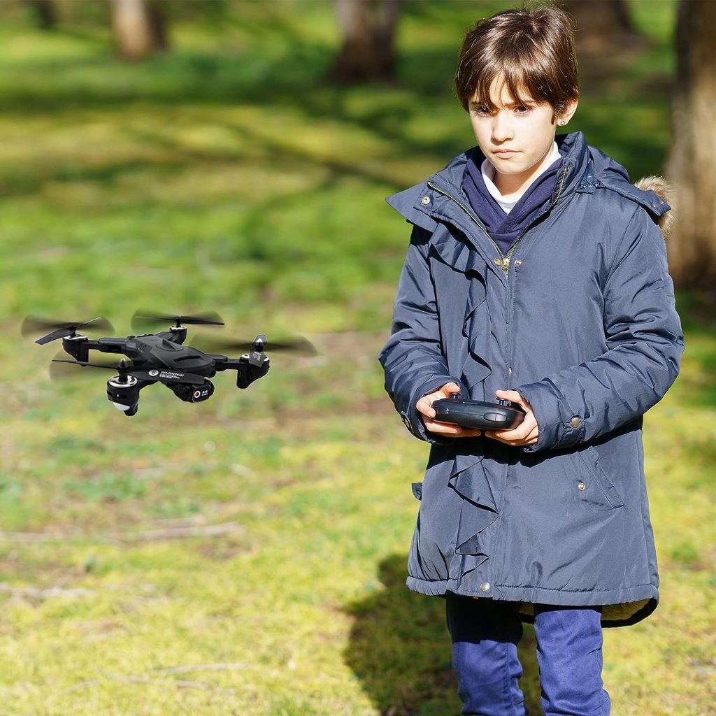 The Bigly Brothers E58 Mark V Extremis 1080P Drone with Camera, Brushless Motors, 360 Degree Obstacle Avoidance, 2 Batteries Included, Ready to Use, Black